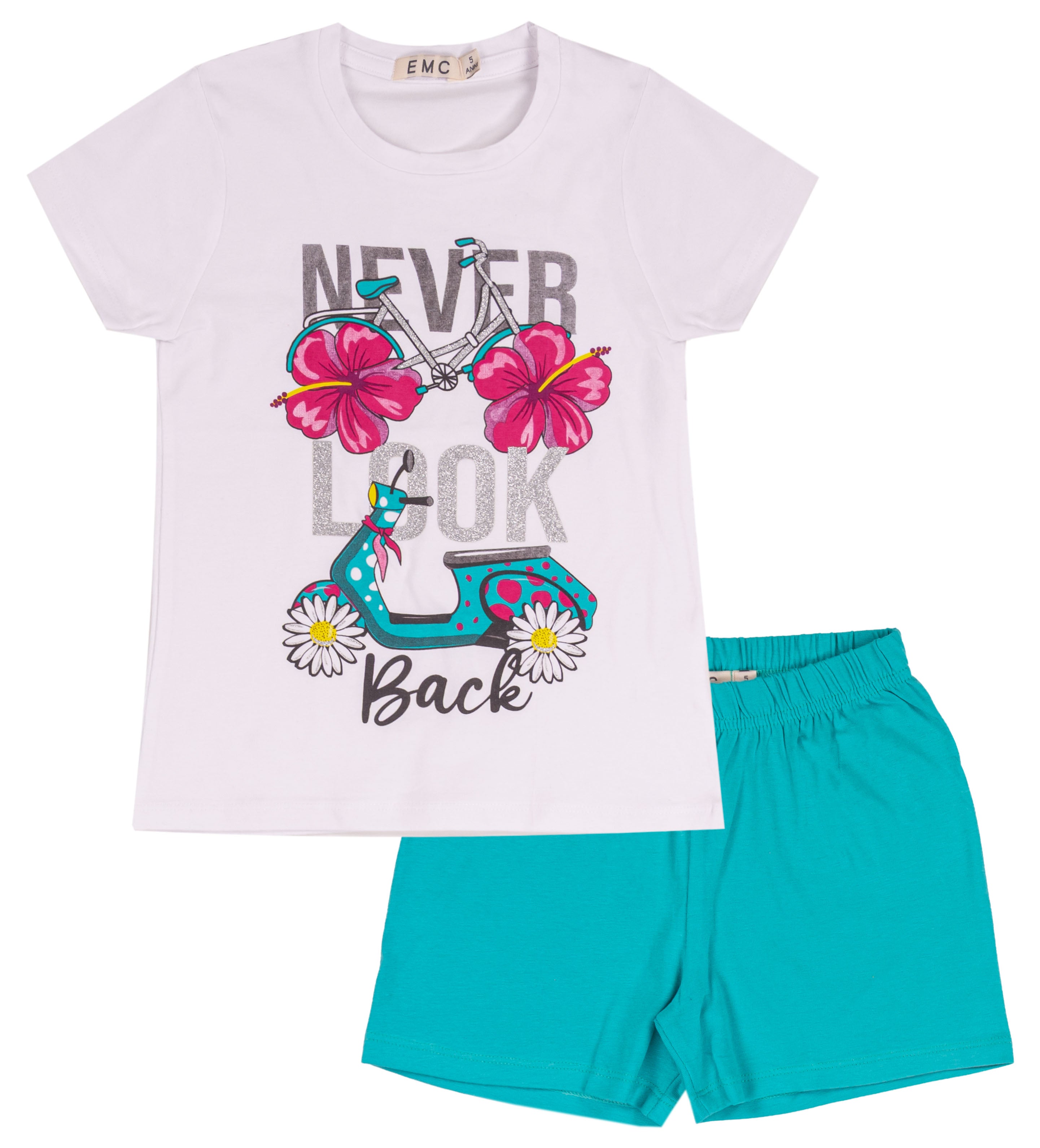 Completo Corto Bambina in Cotone Elasticizzato con Grafica