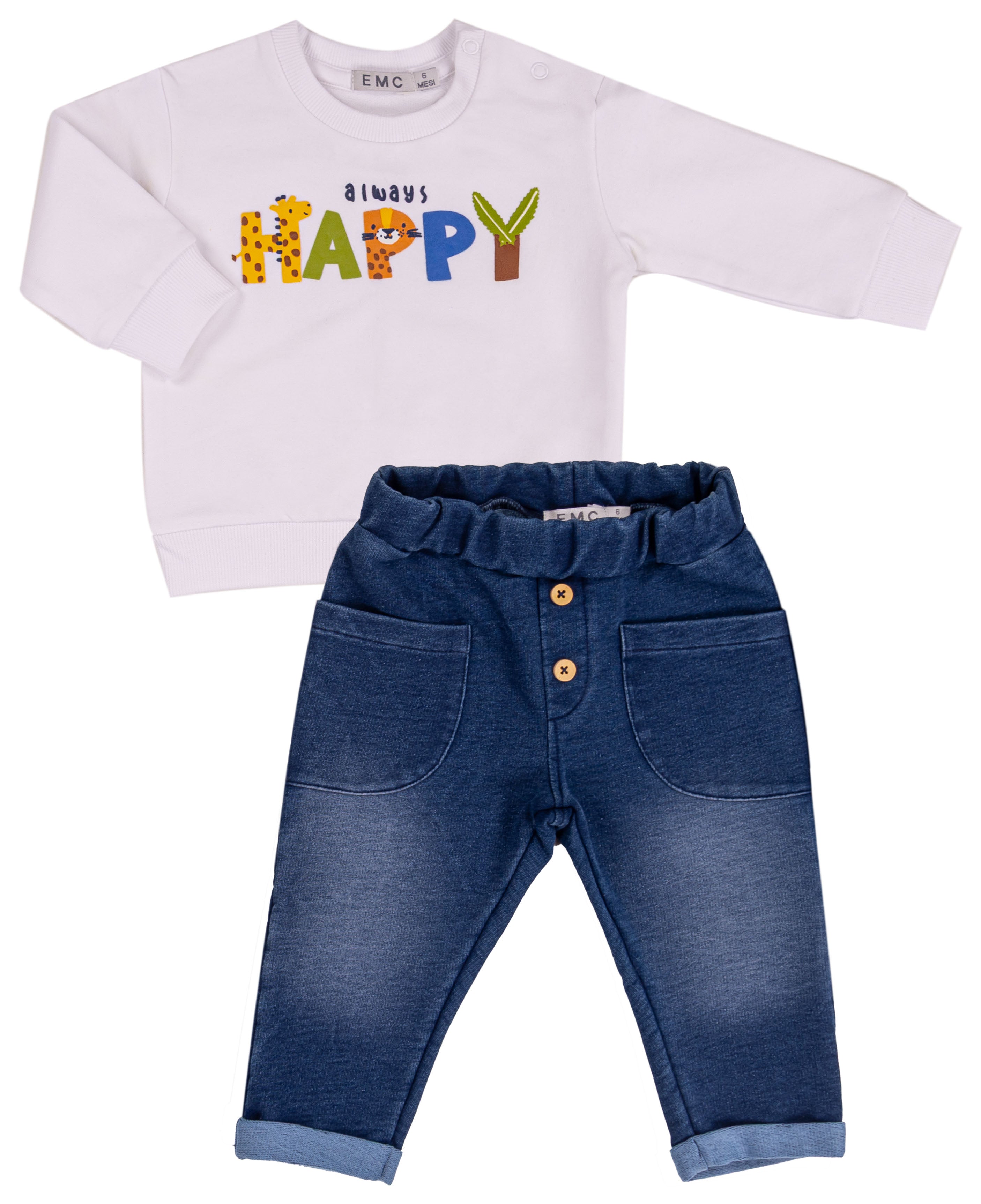 Completo Lungo Bambino "Always Happy" in Cotone