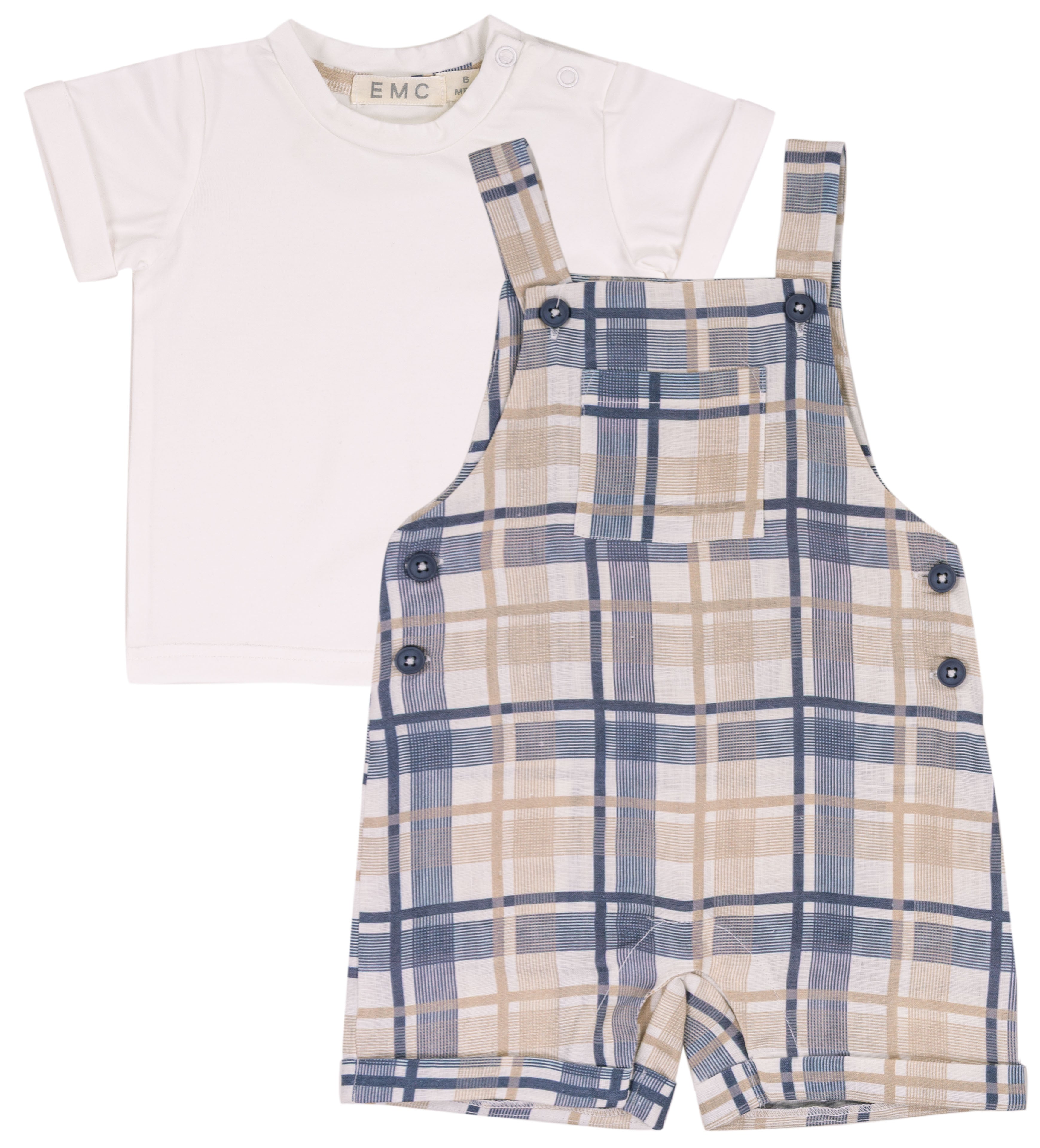 Completo Estivo Bambino con Salopette Scozzese