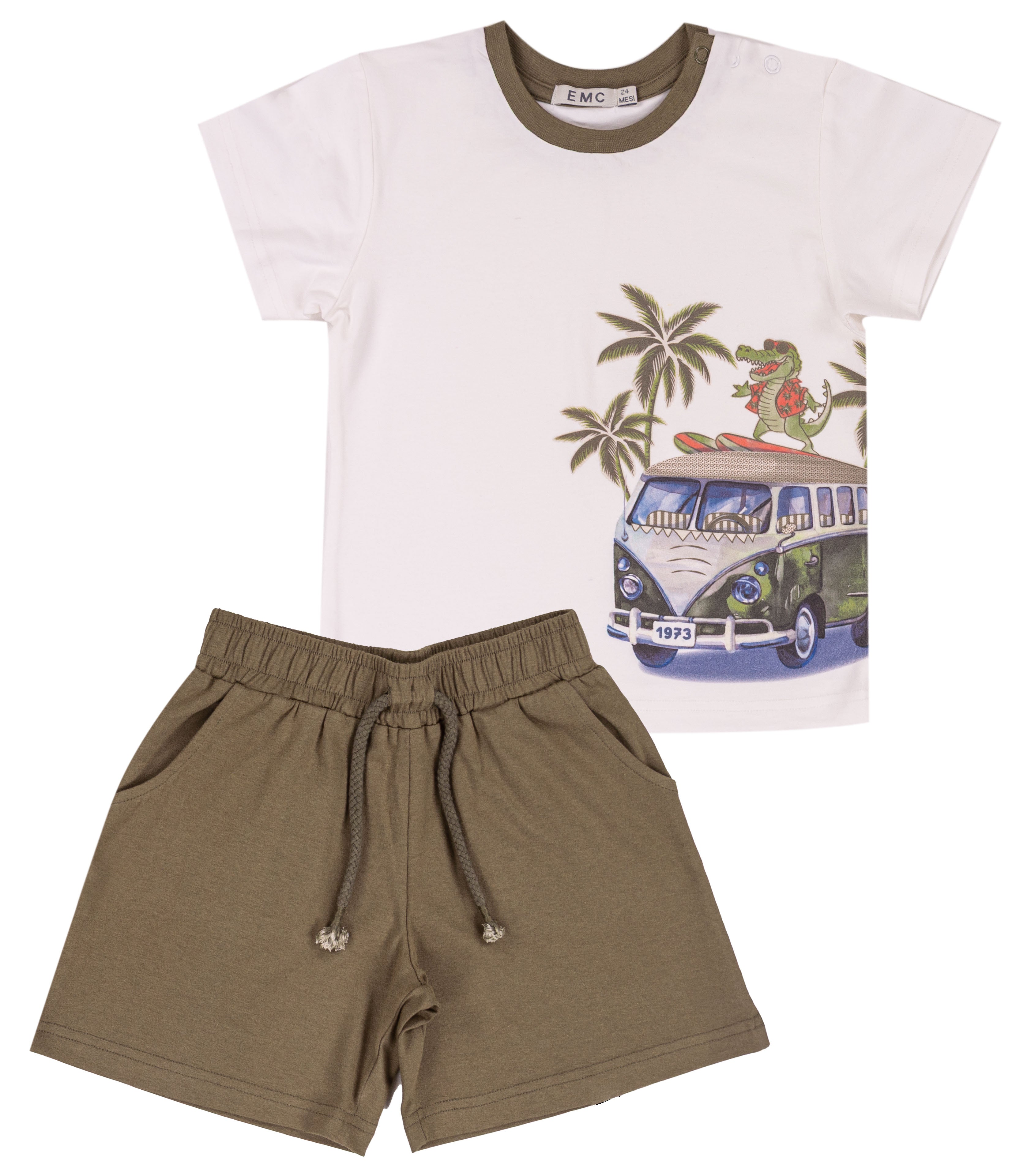 Completo Estivo Bambino in Cotone con Grafica "Summer Van"