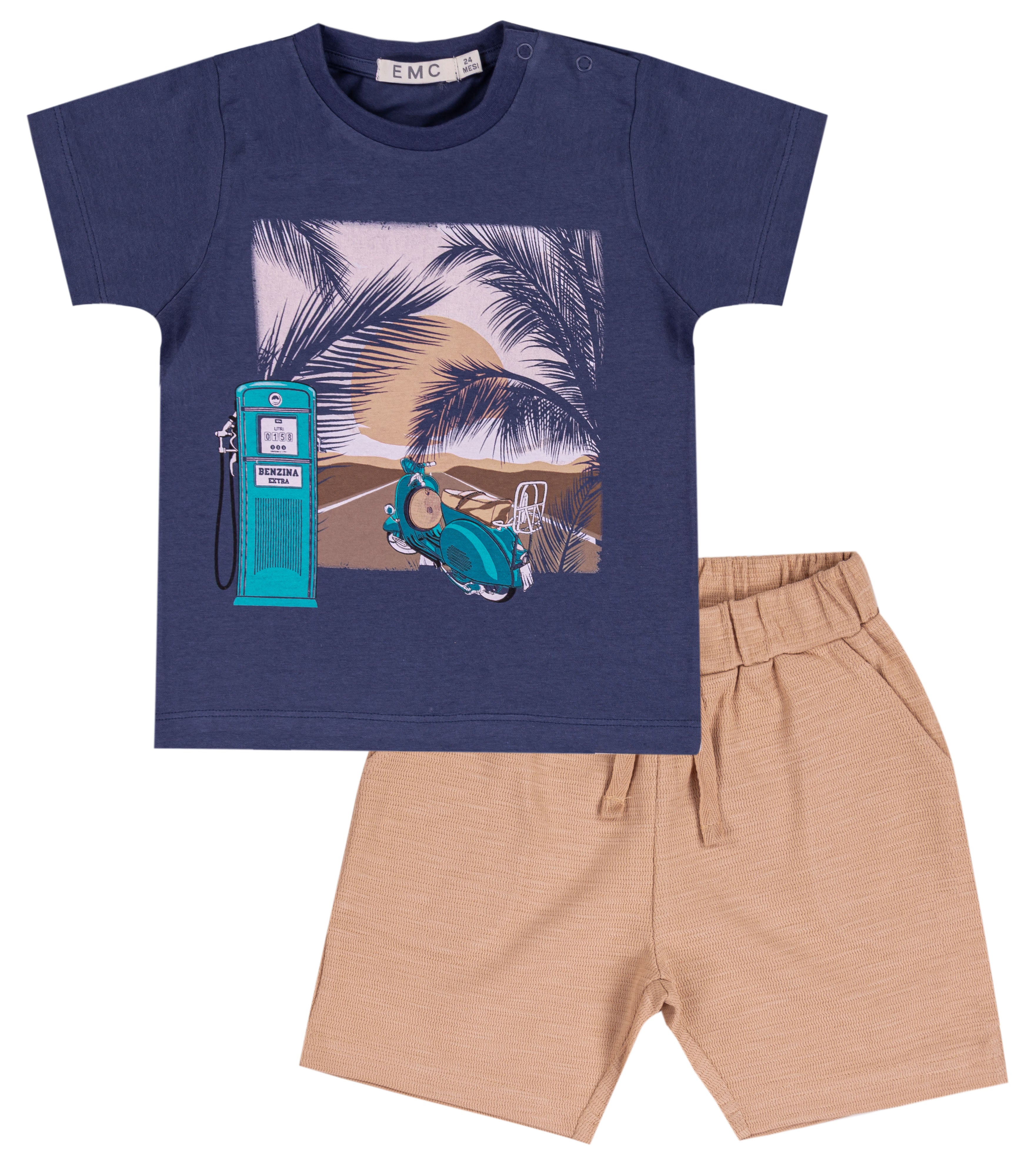 Completo Estivo Bambino in Cotone con Grafica "On the Road"