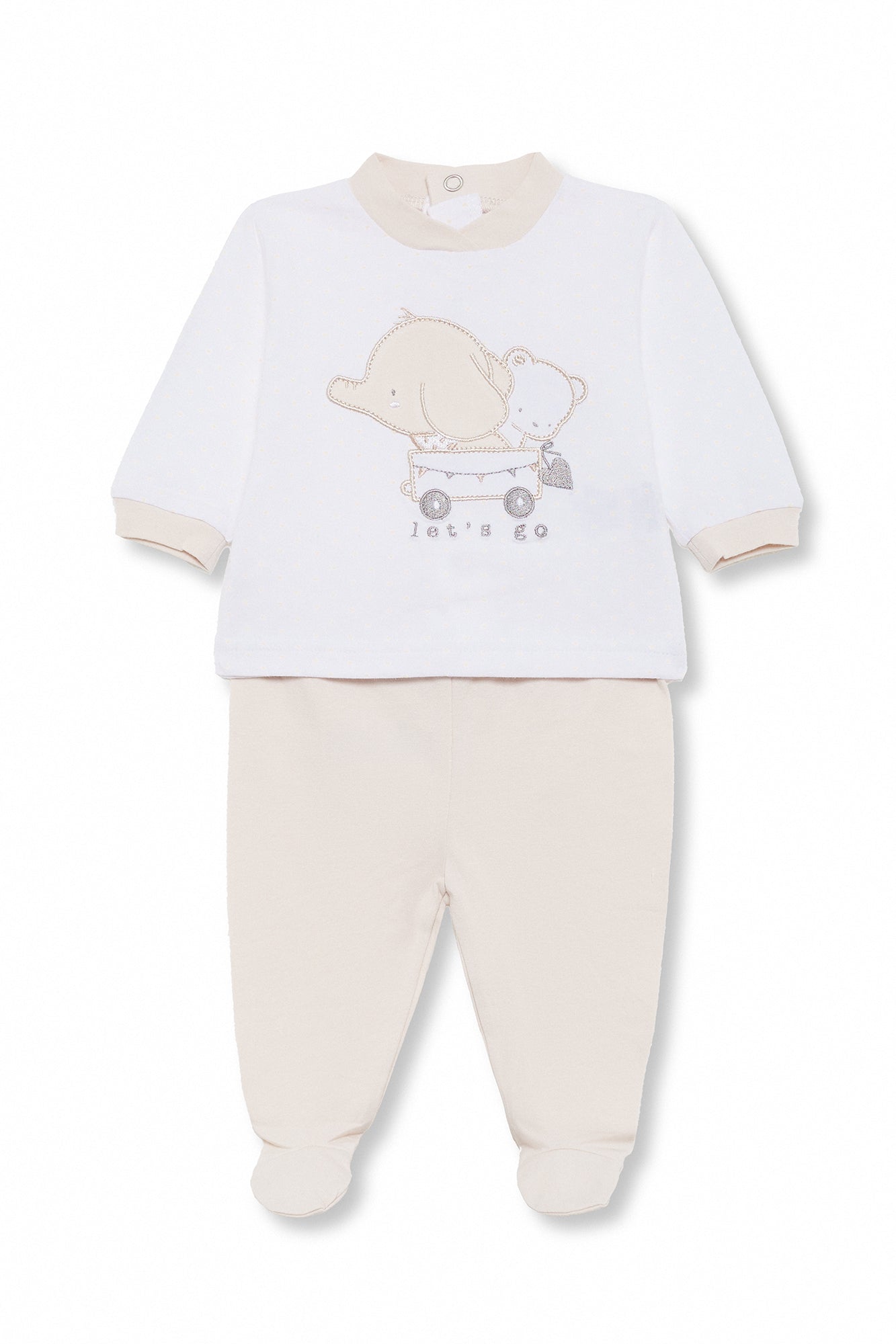 Completo Neonato Unisex in Jersey di Cotone con Piedini