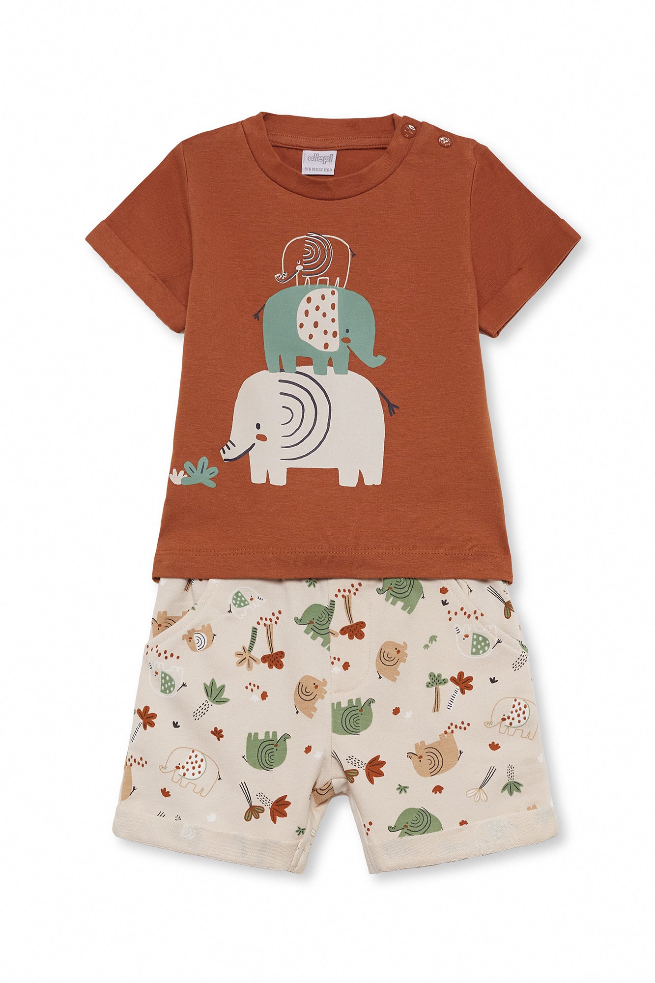 Completo Bambino con T-Shirt Animaletti e Bermuda Fantasia