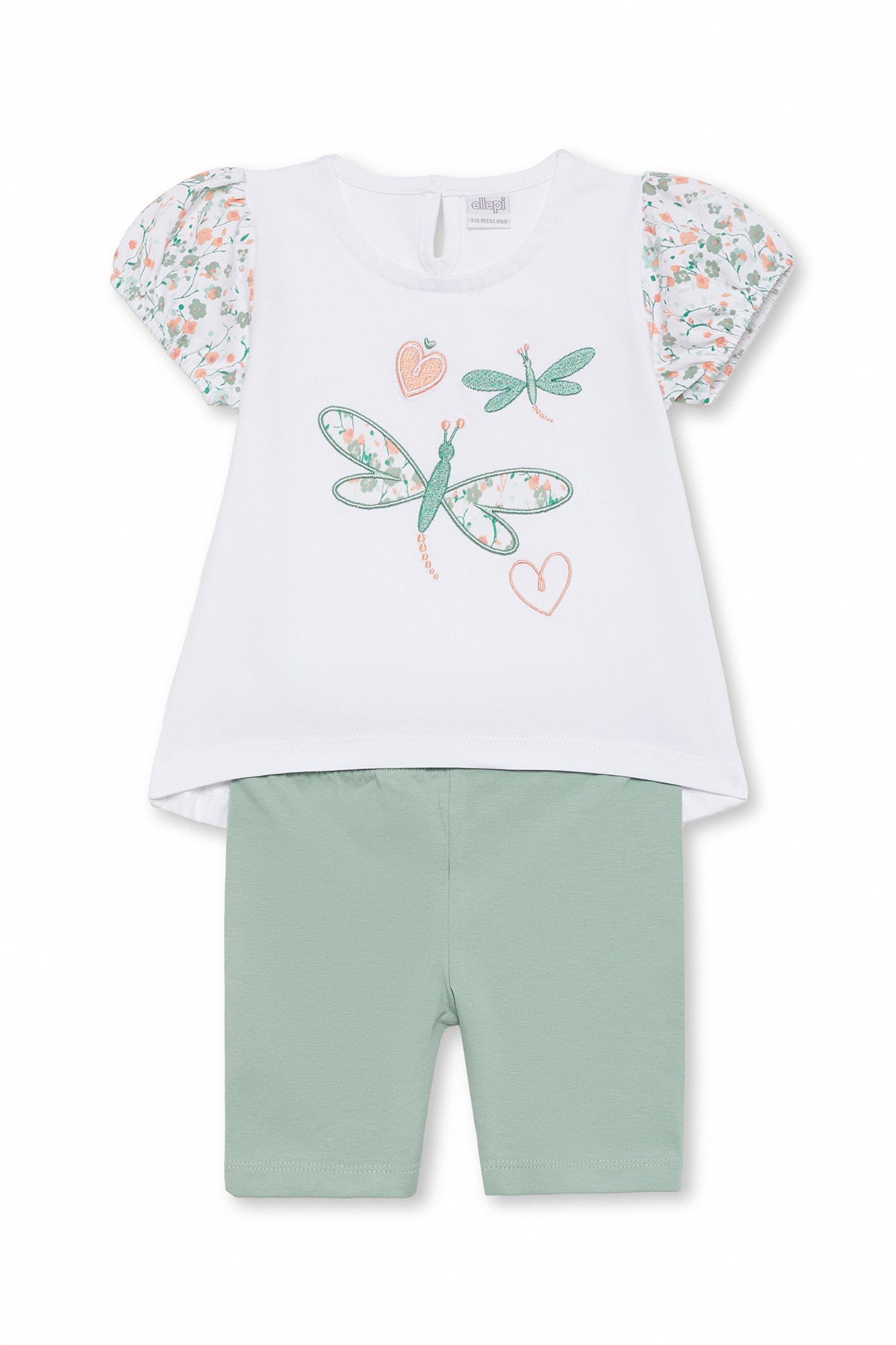 Completo Bambina con T-Shirt Ricamata e Leggings Corti