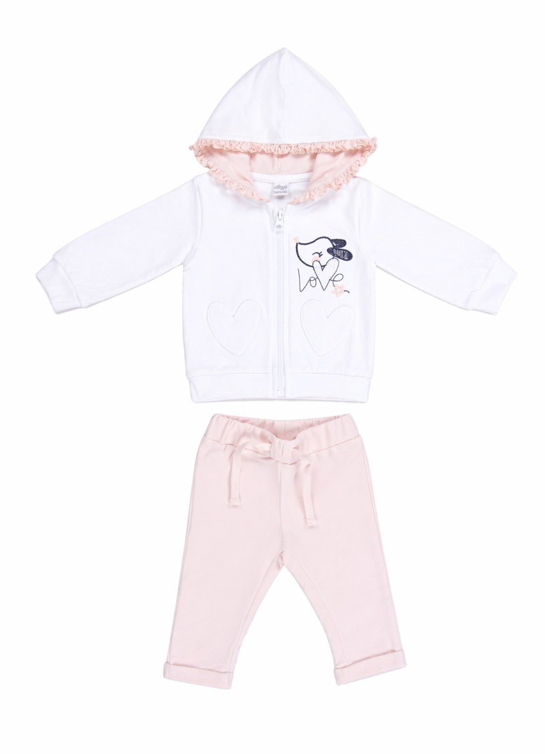 Completo Felpa Bambina in Cotone Elasticizzato con Cappuccio