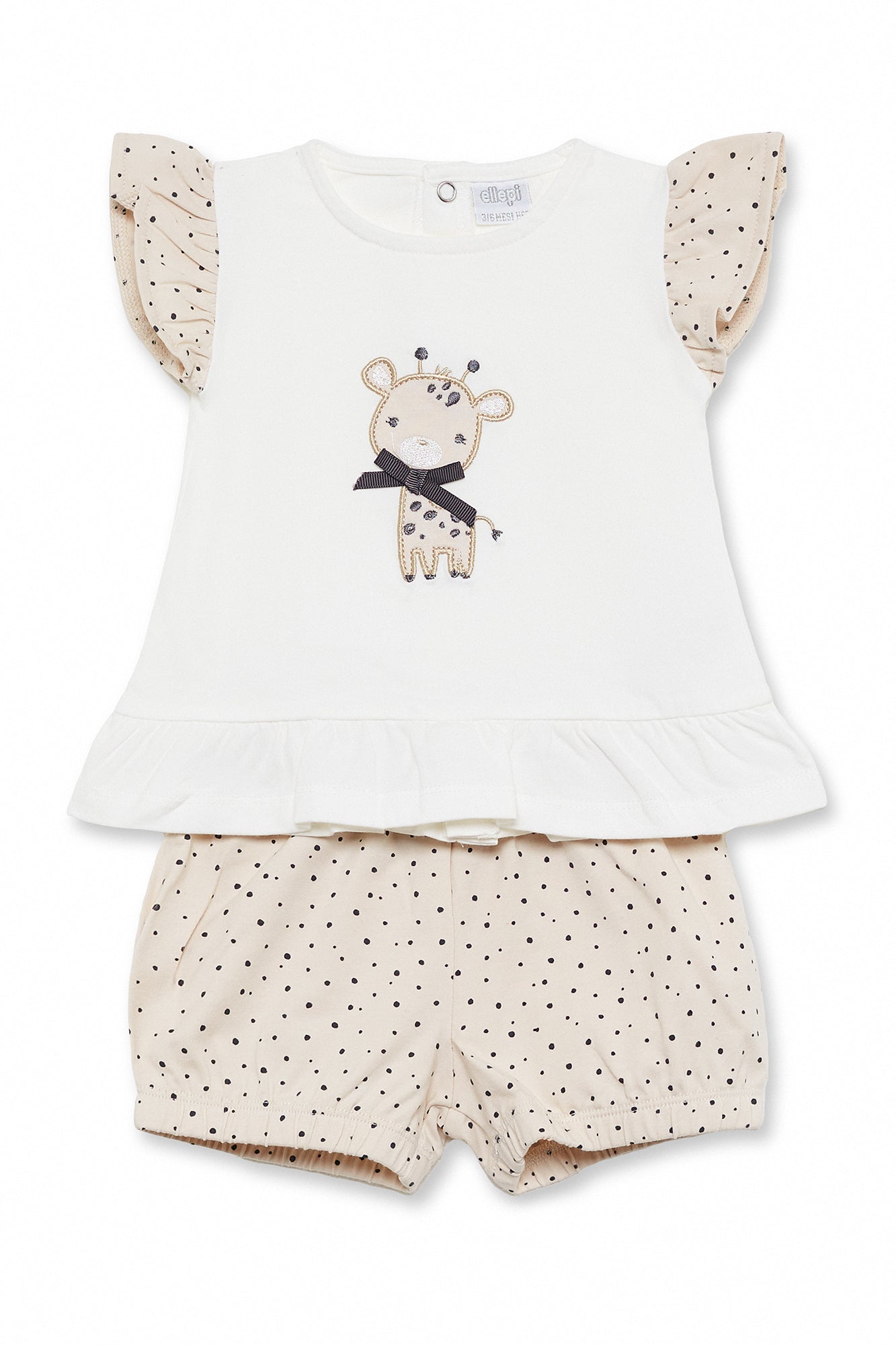 Completo Estivo Bambina in Jersey con Giraffa e Pois