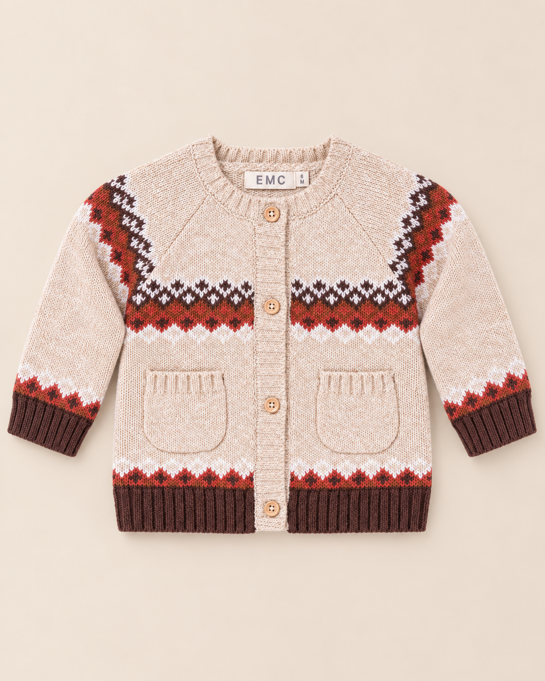 Cardigan Bimbo EMC in Tricot con Motivo Norvegese
