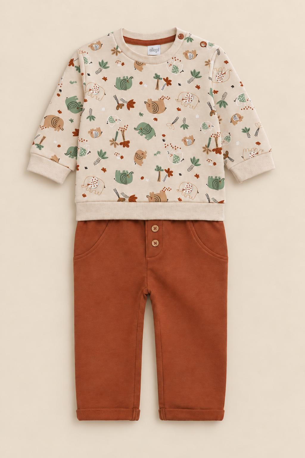 Completo Bambino in Felpa con Stampa Animaletti