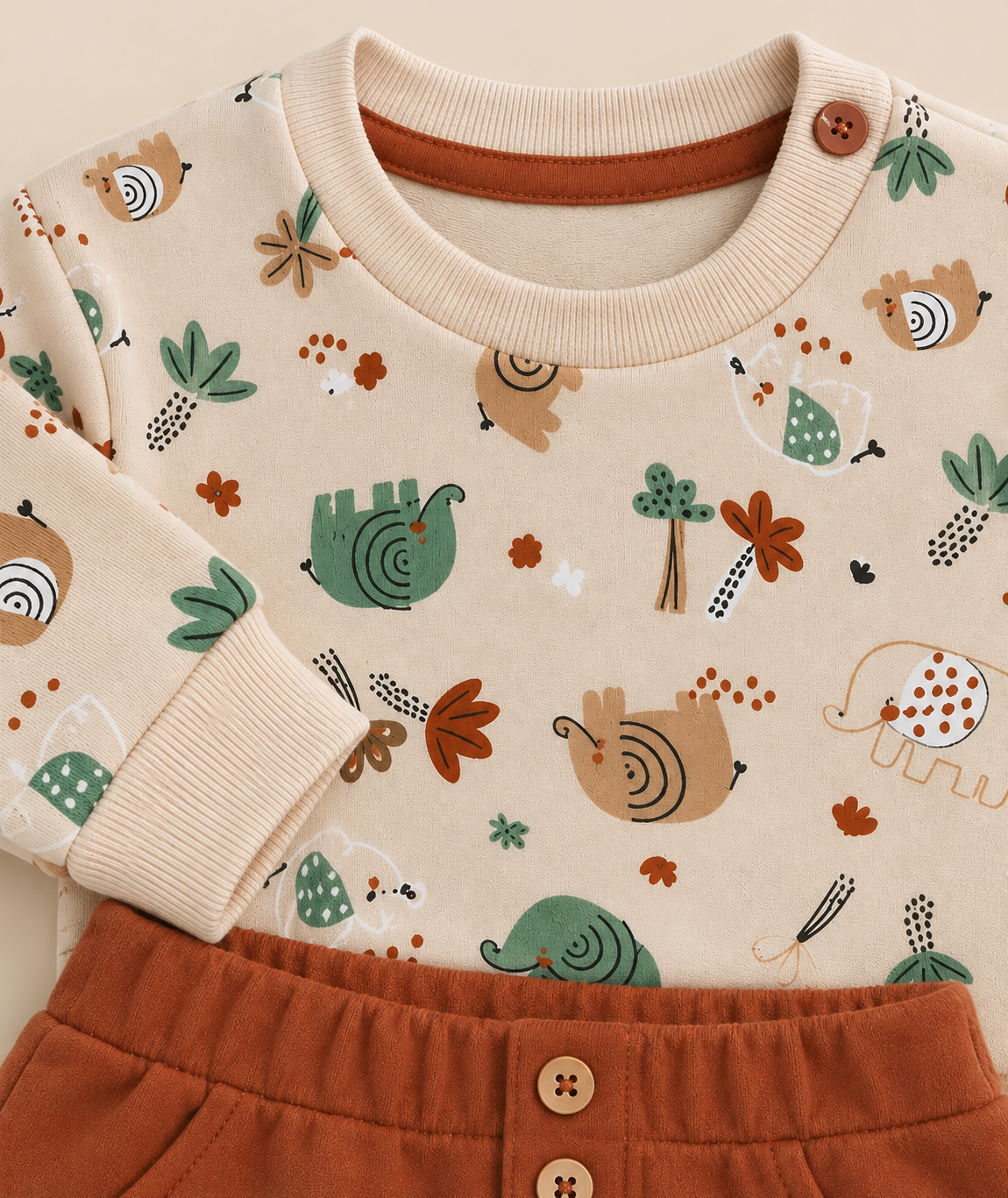 Completo Bambino in Felpa con Stampa Animaletti