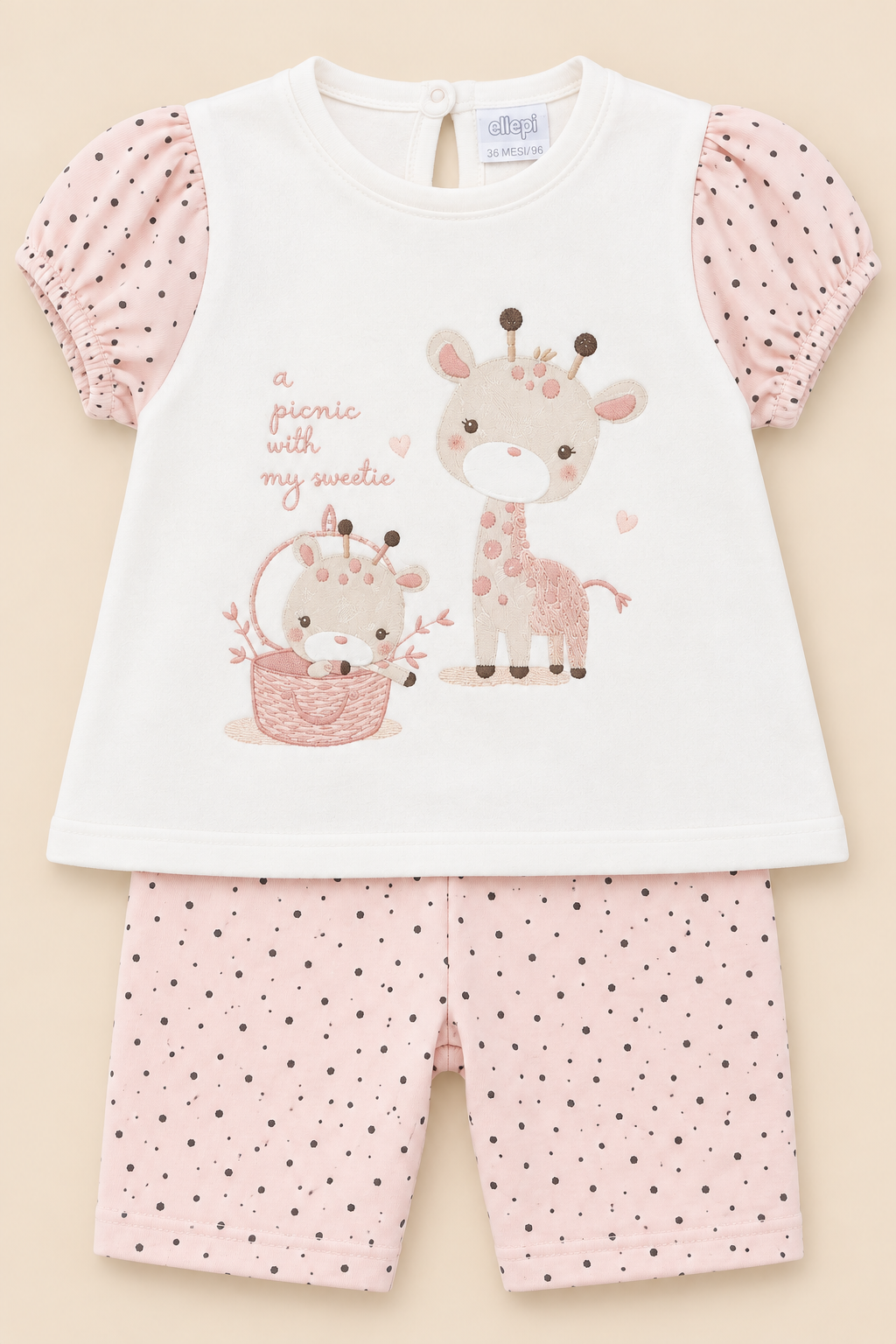 Completo Estivo Bambina in Jersey con Giraffe
