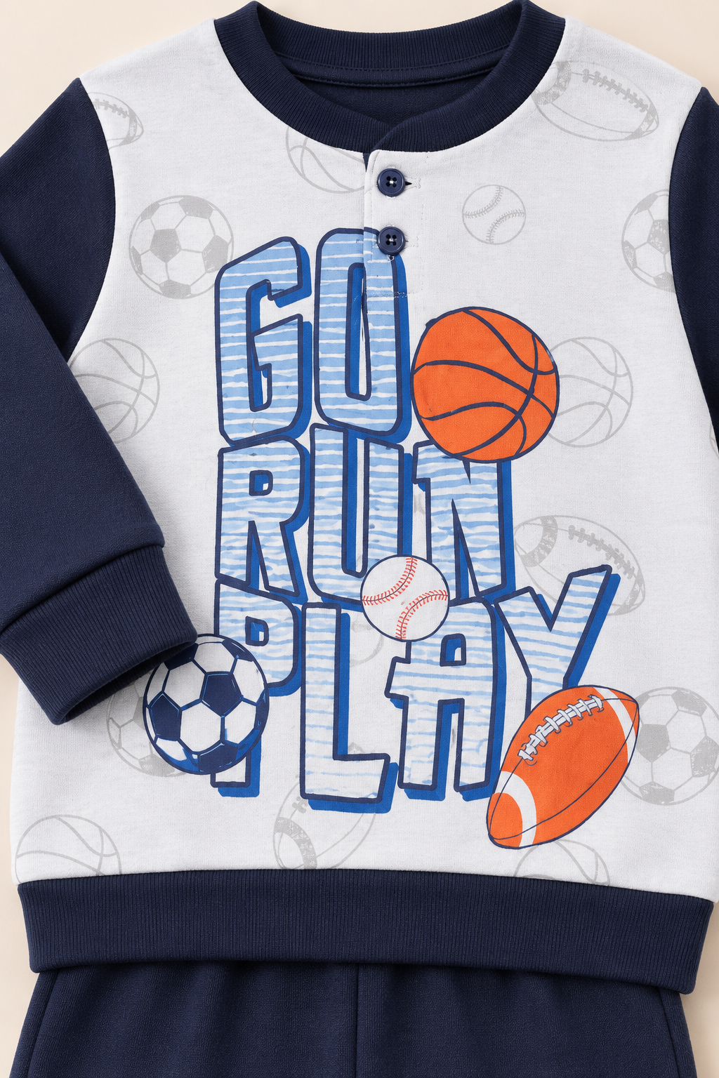 Pigiama Lungo Bambino in Cotone con Grafica "Sport"