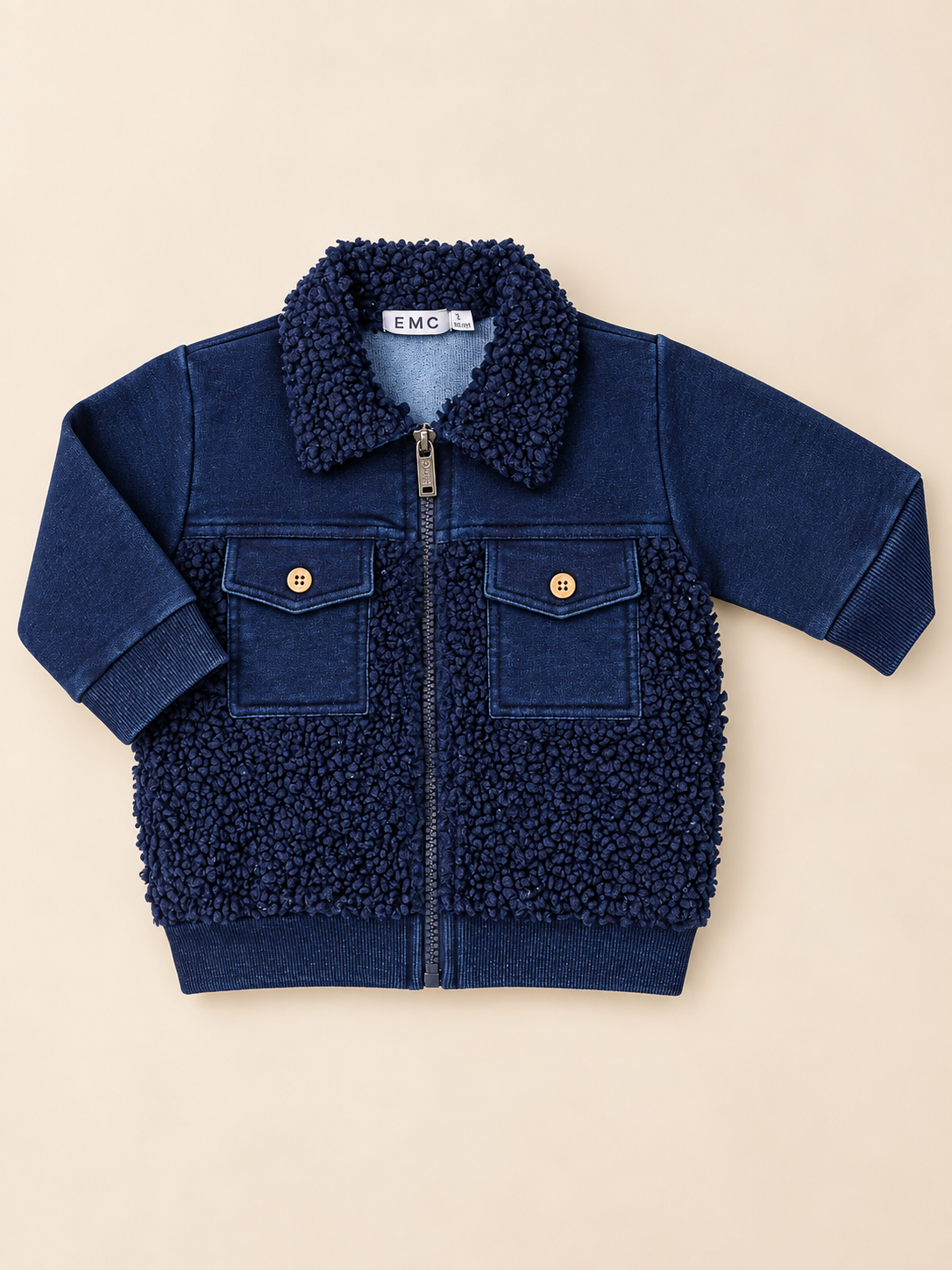 Giacca Bimbo EMC Effetto Denim con Inserti Teddy