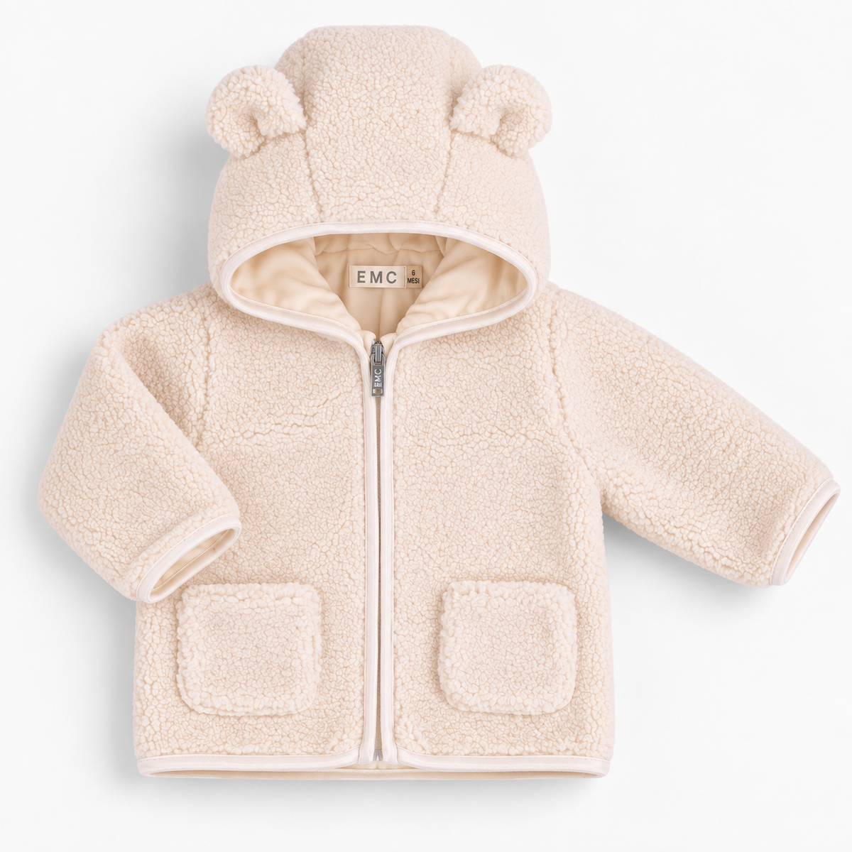 Giacca Teddy EMC con Cappuccio, Orecchie e Zip