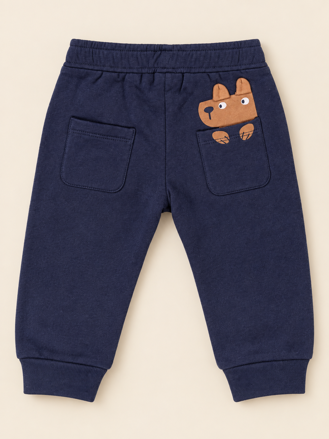 Pantalone Bimbo EMC Blu in Felpa con Coulisse e Orsetto