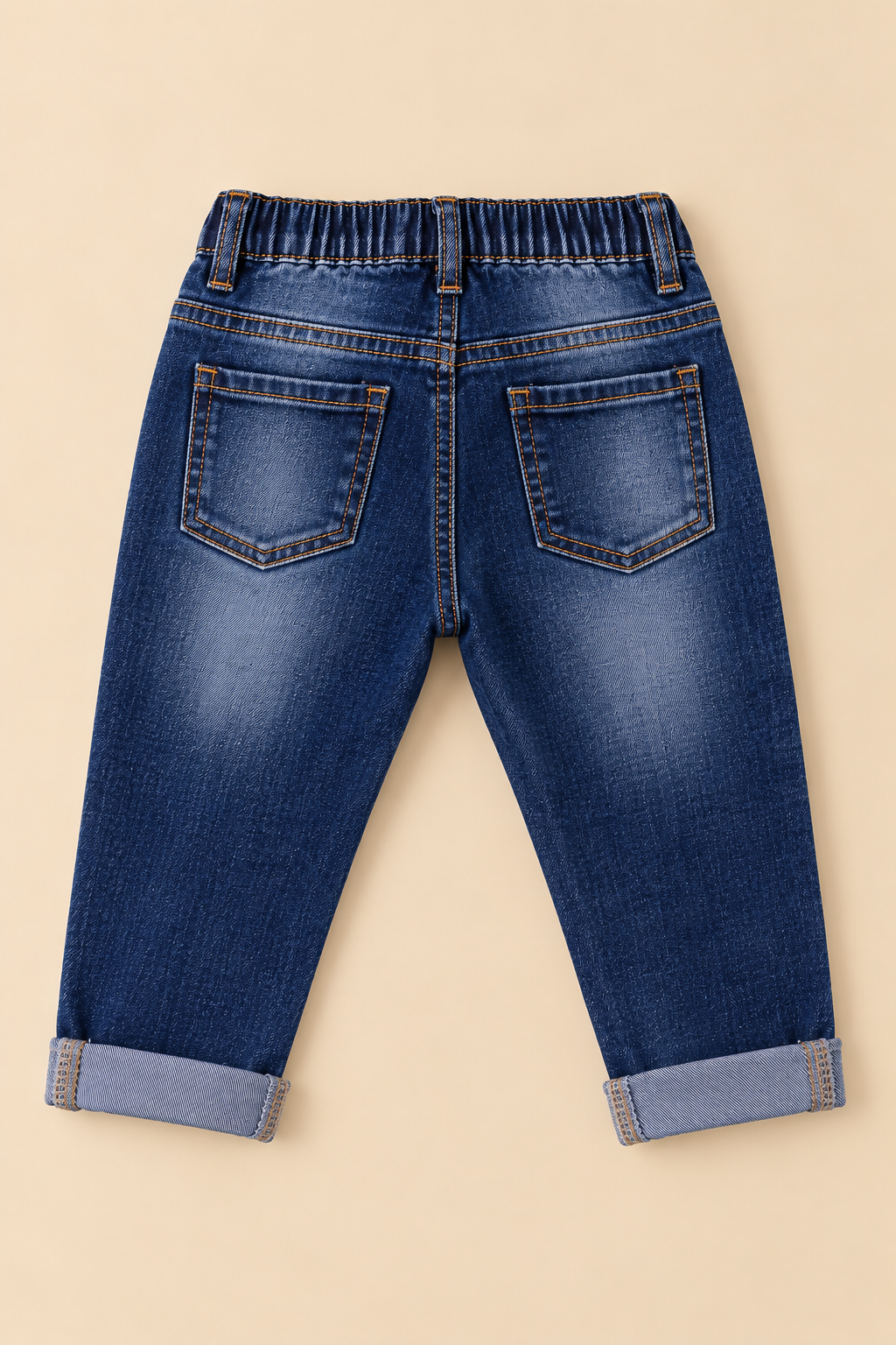 Pantalone Bimbo EMC in Denim Blu Delavato con Risvolto