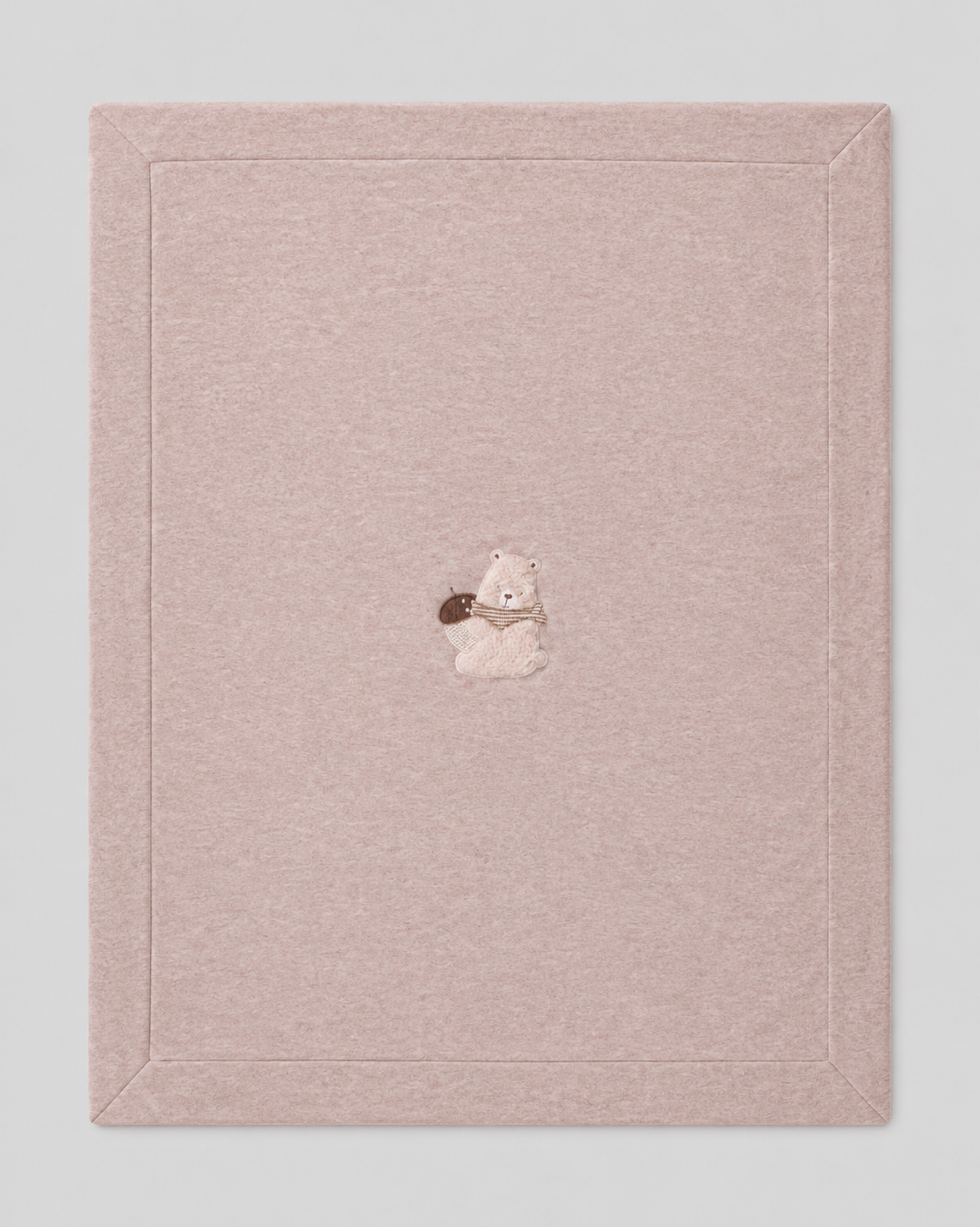 Copertina Neonata EMC Rosa Antico Melange con Orsetto Ricamato
