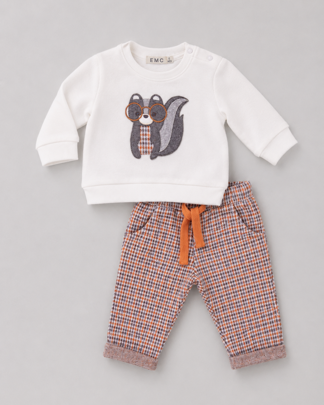 Completo Bimbo EMC Panna con Moffetta e Pantalone a Quadretti