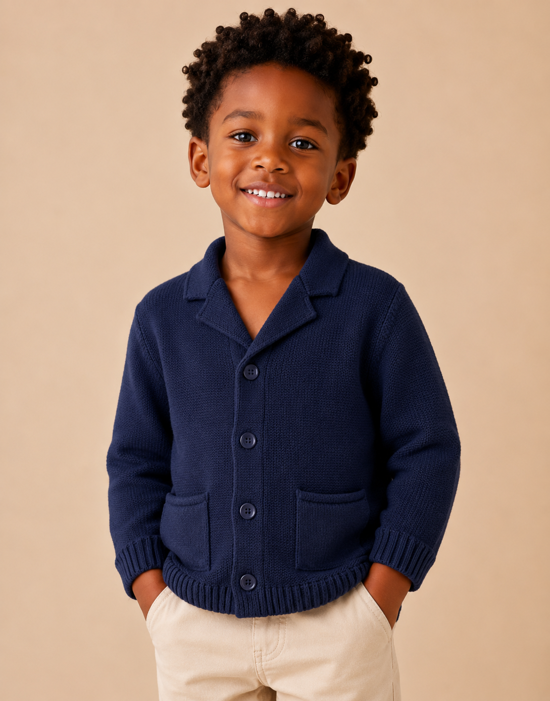 Cardigan Bambino 100% Cotone con Bottoni e Taschine