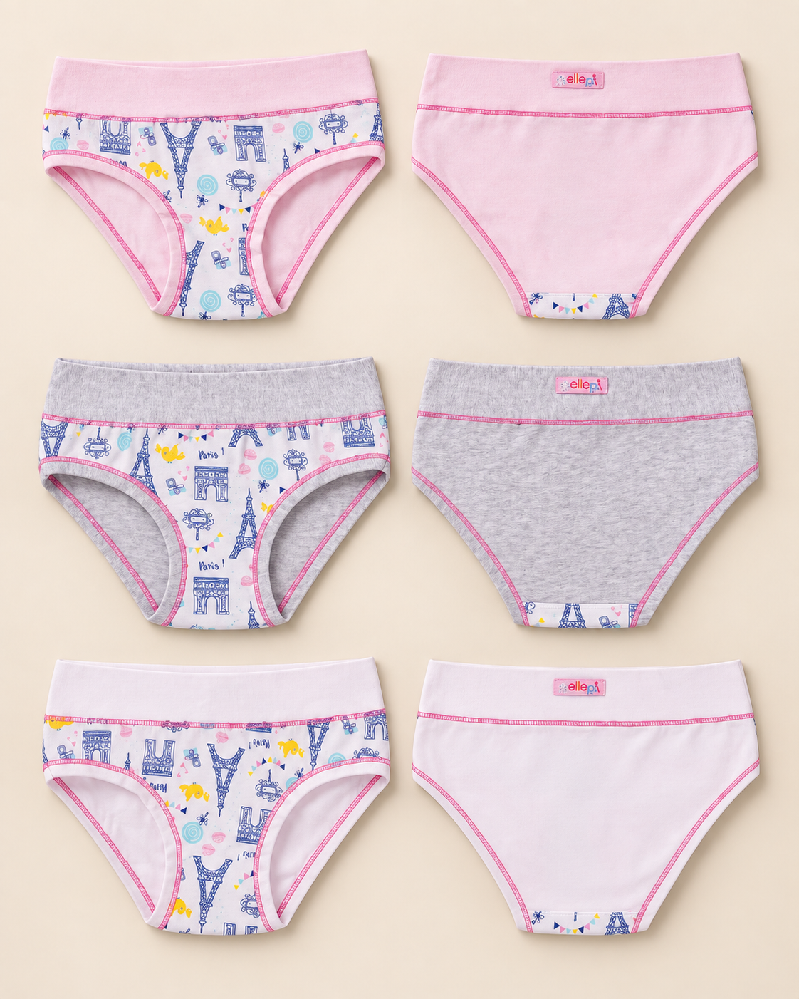 Set 6 Slip Bambina in Cotone Elasticizzato