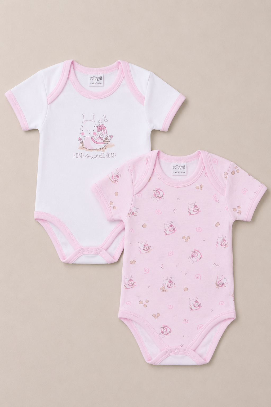 Set 6 Body Neonato Scollo Americano in Cotone Oeko-Tex Grafica Lumachina