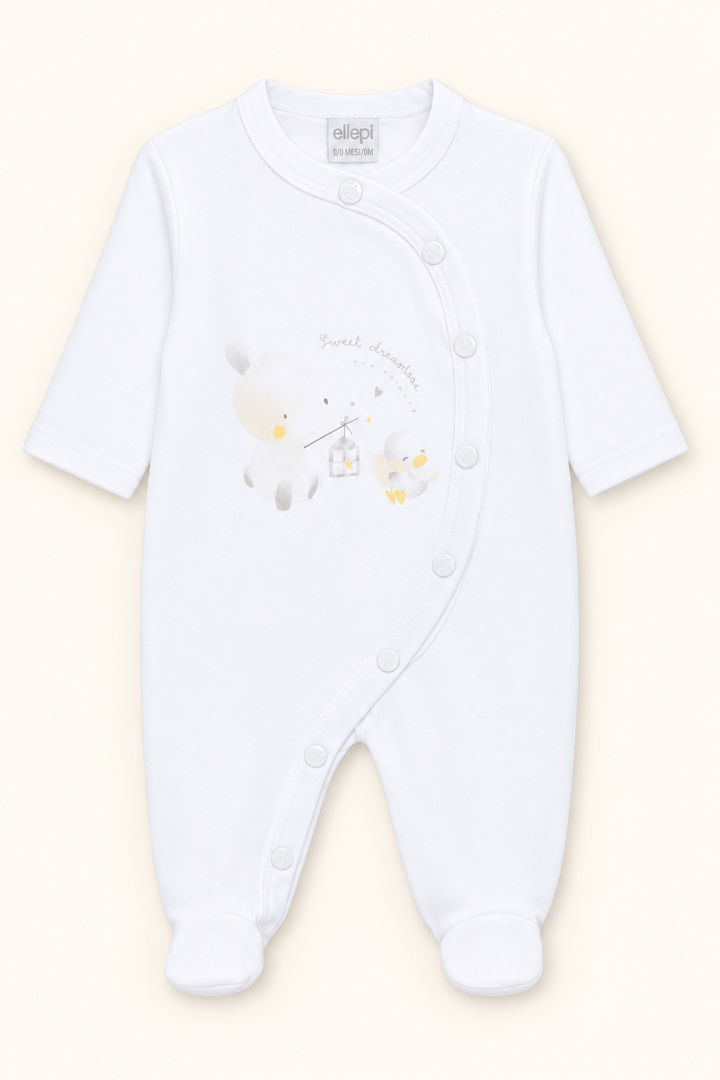 Tutina Neonato Unisex in Jersey di Cotone con Piedini