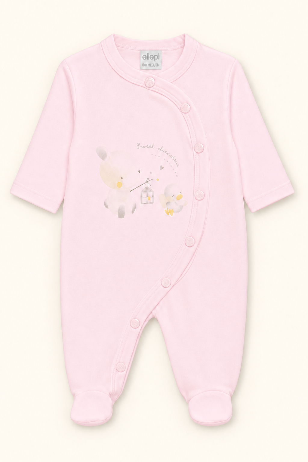 Tutina Neonato Unisex in Jersey di Cotone con Piedini