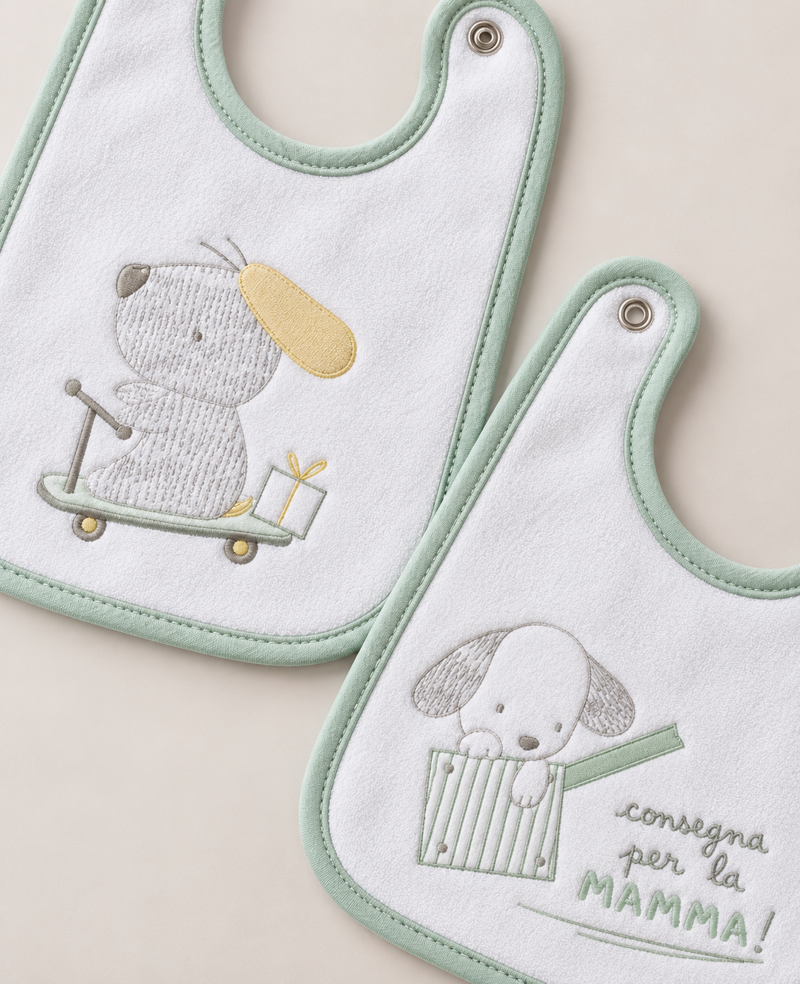 Set da 6 Bavaglini in Ciniglia Cagnolino Fantasie Assortite