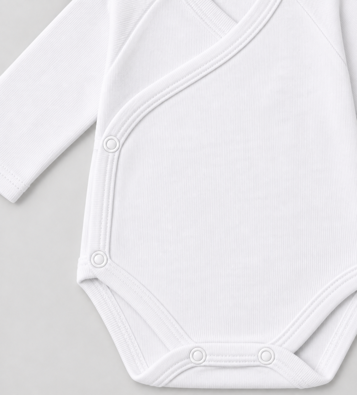 Set 3 Body Neonato Unisex Manica Lunga in Costina di Cotone con Apertura a Portafoglio