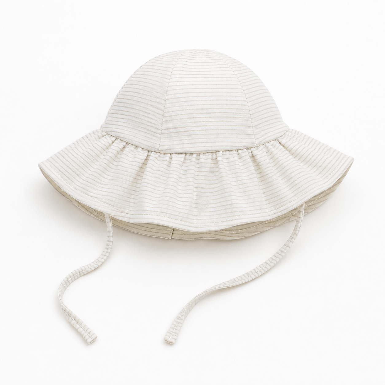 Cappello Pescatore Bimba in Cotone Sangallo Rosa con Laccetti