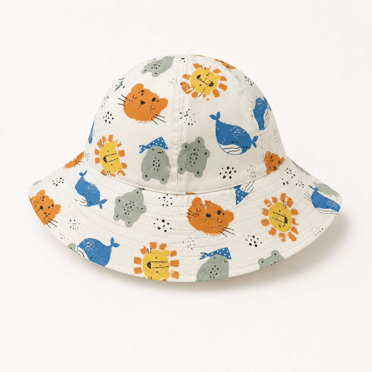 Cappello Pescatore Bimbo in 100% Cotone con Dinosauri e Palme