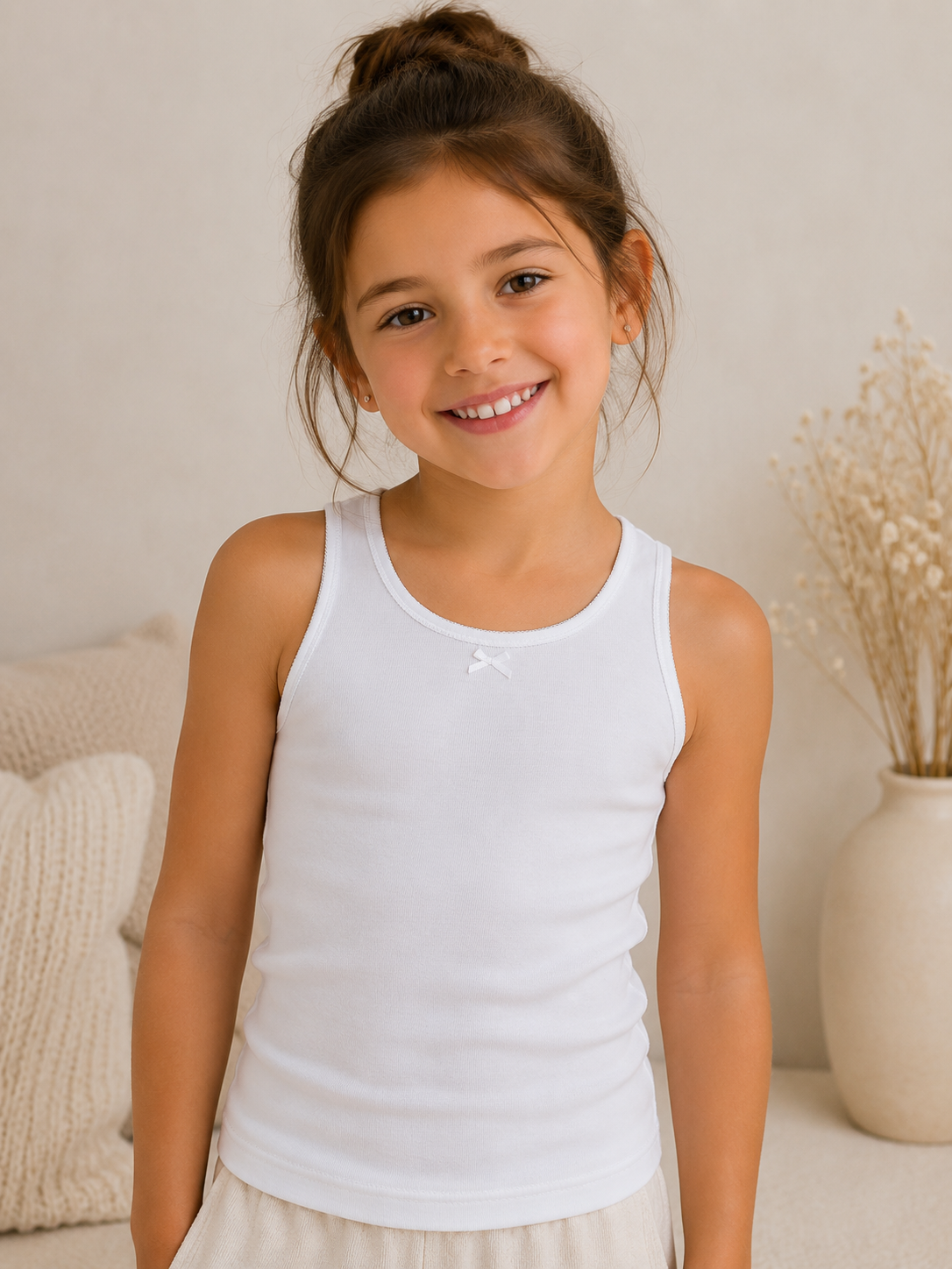 Set 3 Canotte Bambina in Costina di Cotone