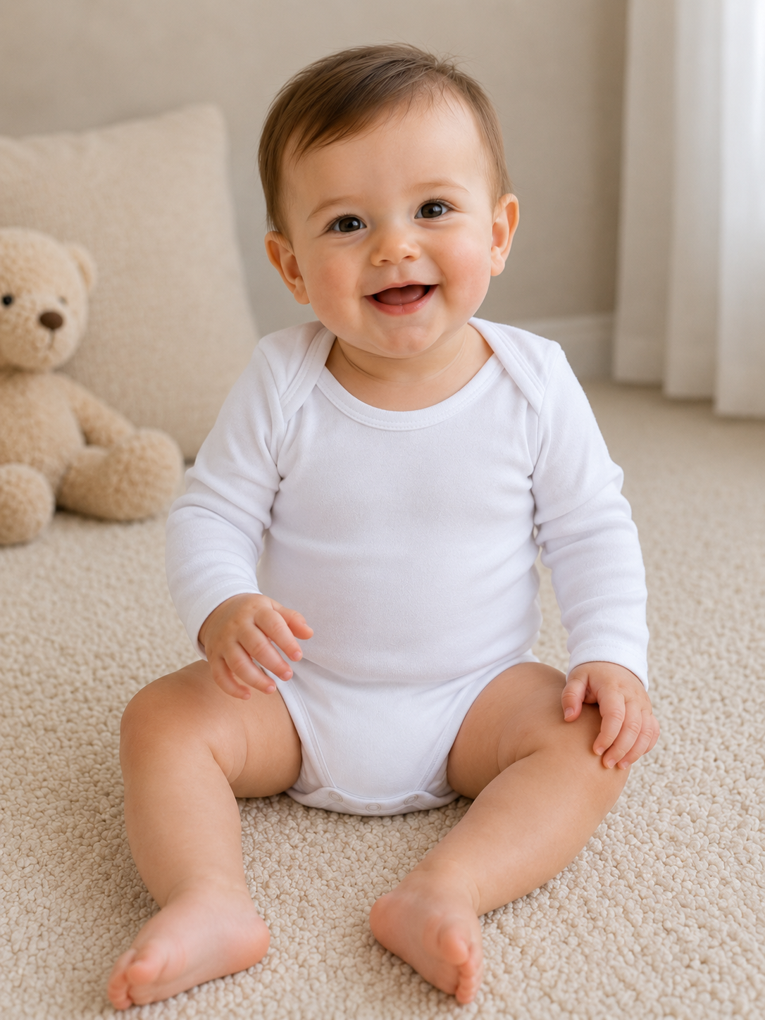 Set 6 Body Neonato Unisex Scollo Americano in Caldo Cotone