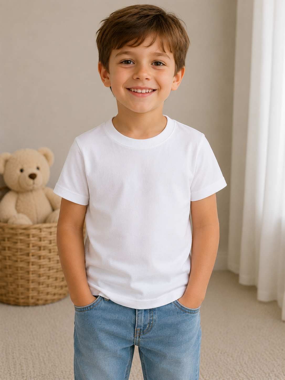 Set 6 Magliette Intime Bambino in Jersey di Cotone
