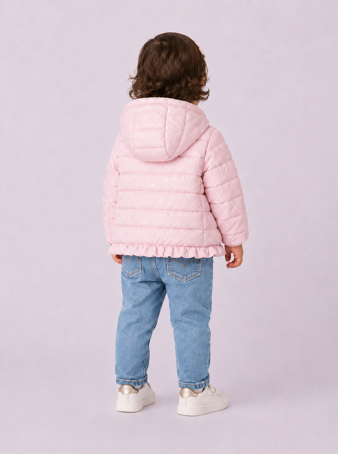 Giubbino Bimba EMC Rosa Imbottito con Cappuccio in Pelliccia