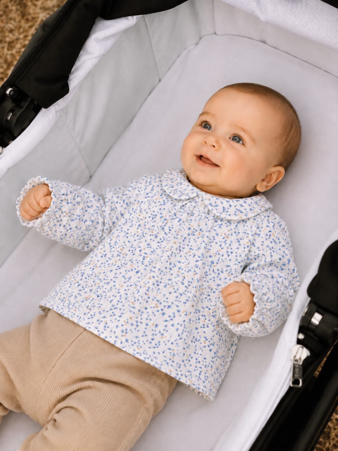 Camicia Bimba EMC Bianca a Fiorellini Azzurri