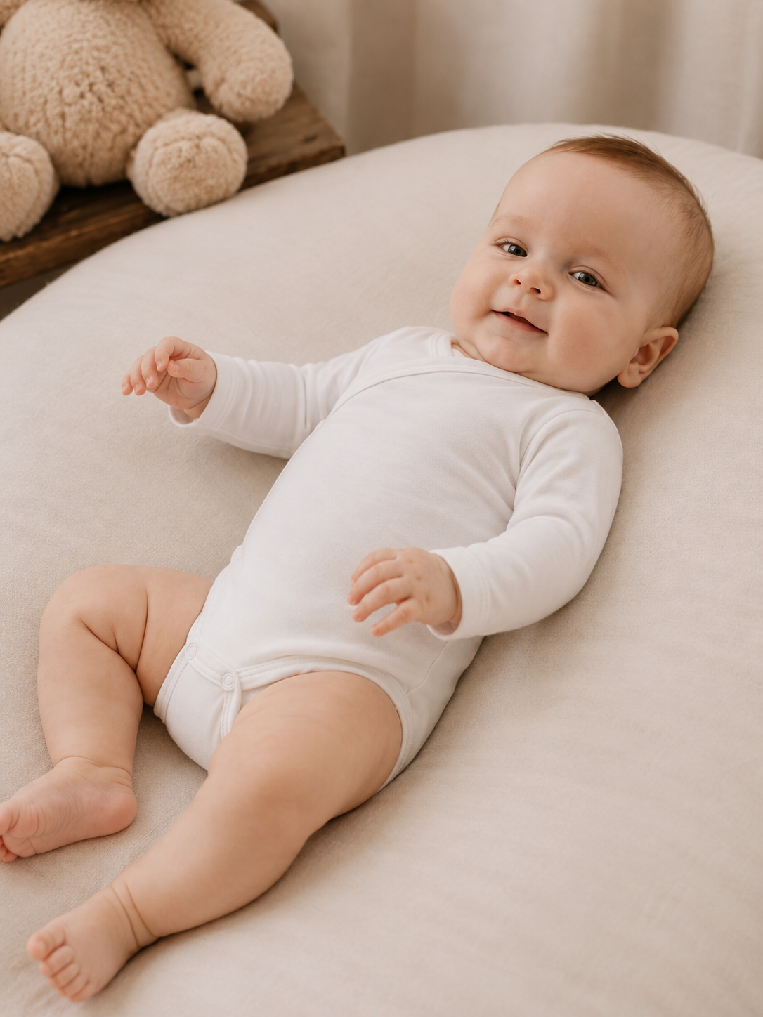 Set 3 Body Neonato Unisex Manica Lunga in Costina di Cotone con Apertura a Portafoglio
