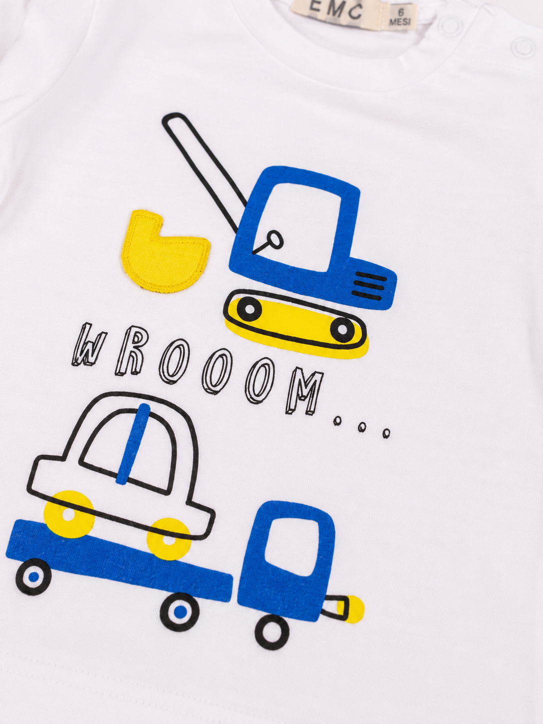 T-shirt Bambino Manica Lunga con Stampa Ruspa e Camion "Wroom"