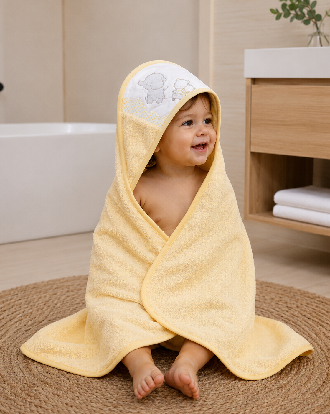 Accappatoio a Triangolo Neonato Unisex in Cotone