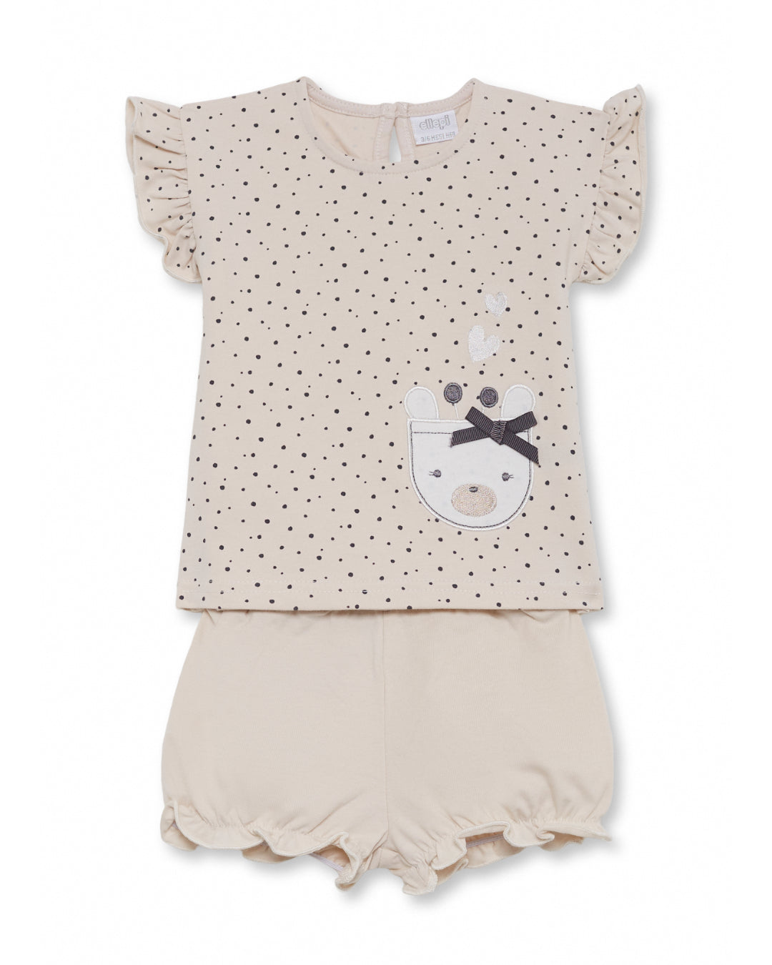 Completo Estivo Bambina in Jersey a Pois con Volant