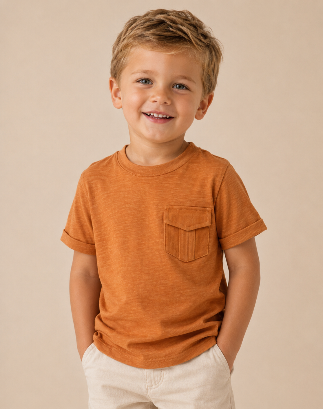T-Shirt Bambino EMC in 100% Cotone con Taschina e Risvolti