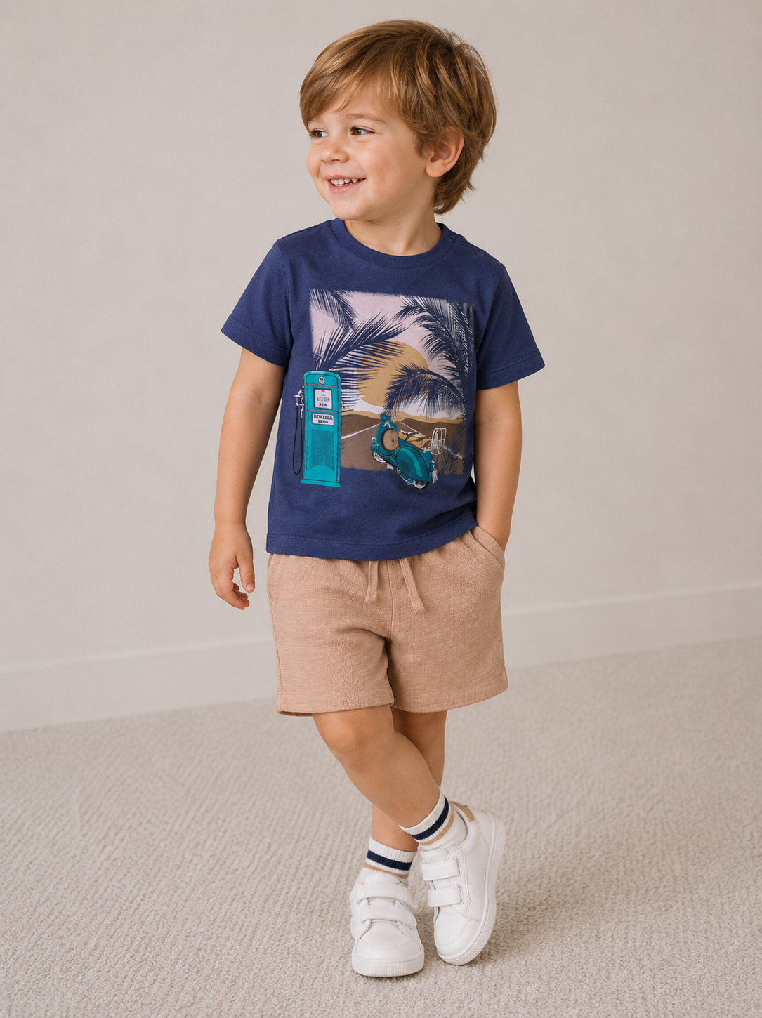 Completo Estivo Bambino in Cotone con Grafica "On the Road"