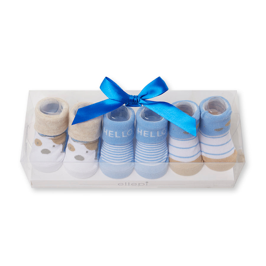 Set 3 Paia di Calzini Neonato in Cotone 0-6 Mesi