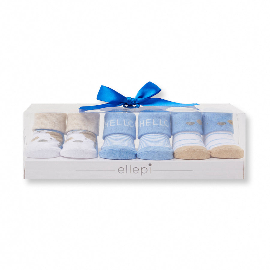 Set 3 Paia di Calzini Neonato in Cotone 0-6 Mesi