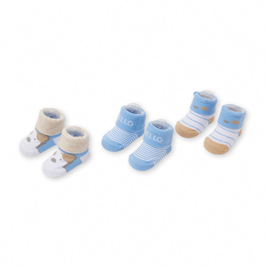 Set 3 Paia di Calzini Neonato in Cotone 0-6 Mesi