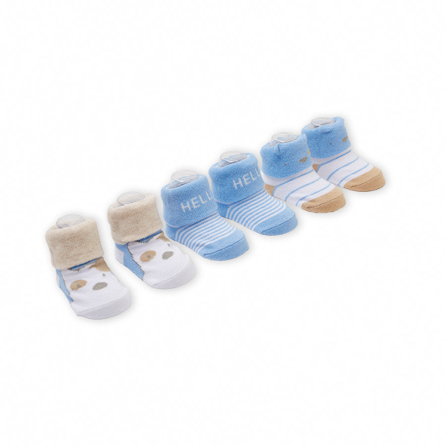Set 3 Paia di Calzini Neonato in Cotone 0-6 Mesi