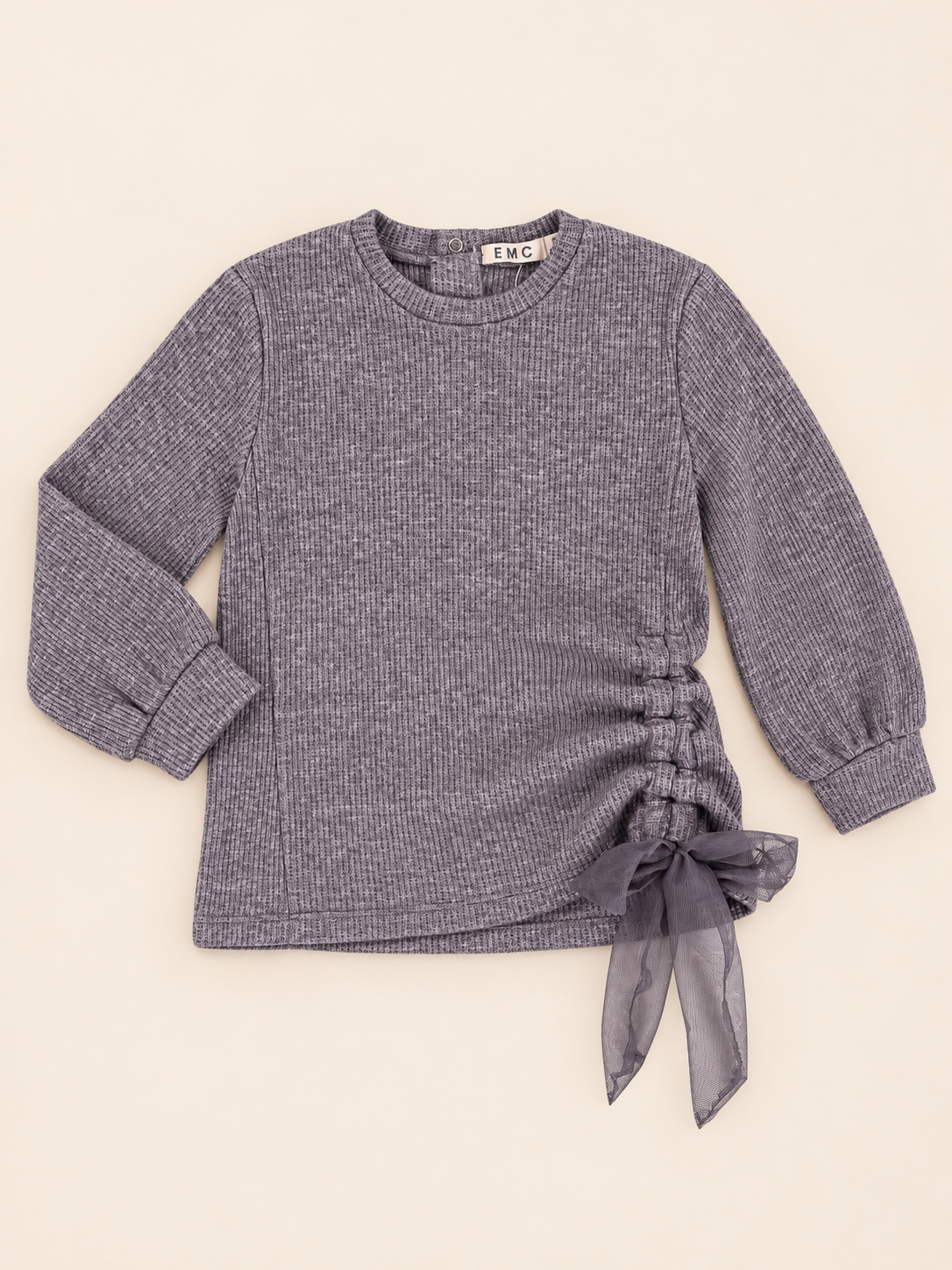 Felpa Bambina Girocollo Grigio Melange