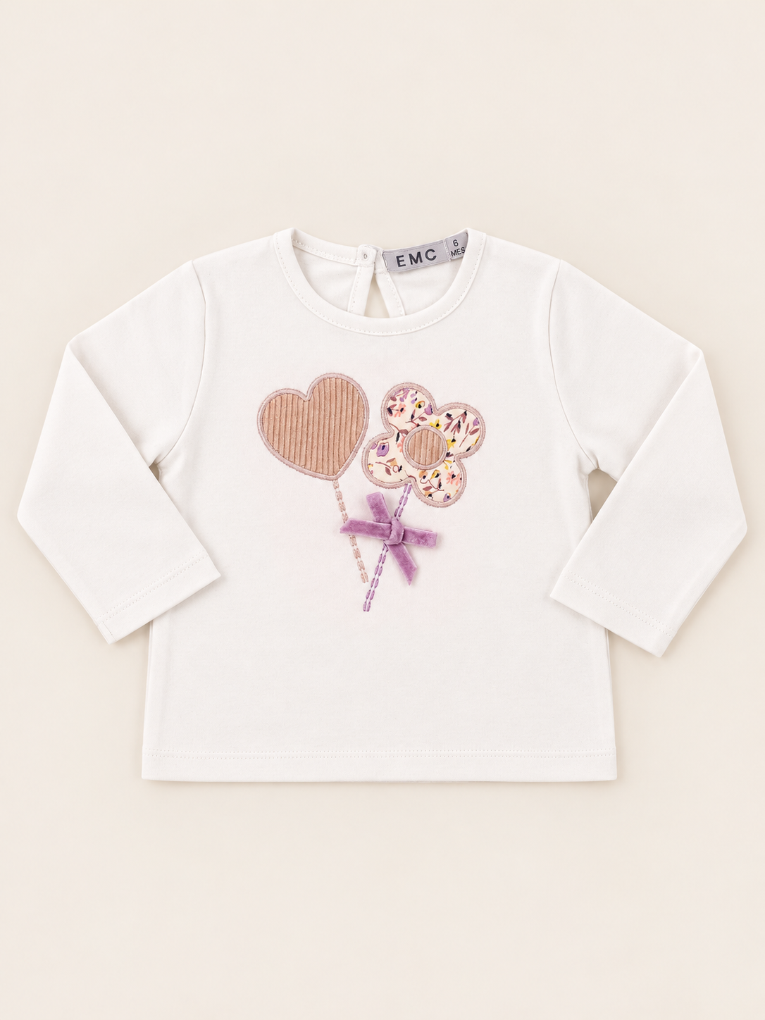 Maglietta Bambina Manica Lunga Bianco Lana