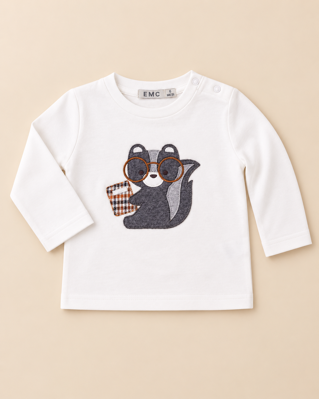 T-shirt Bimbo EMC Manica Lunga con Scoiattolo e Occhiali