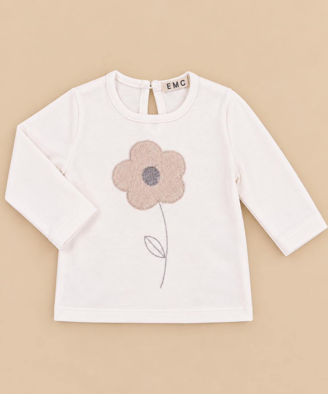 Maglietta Bambina Manica Lunga Bianco Lana