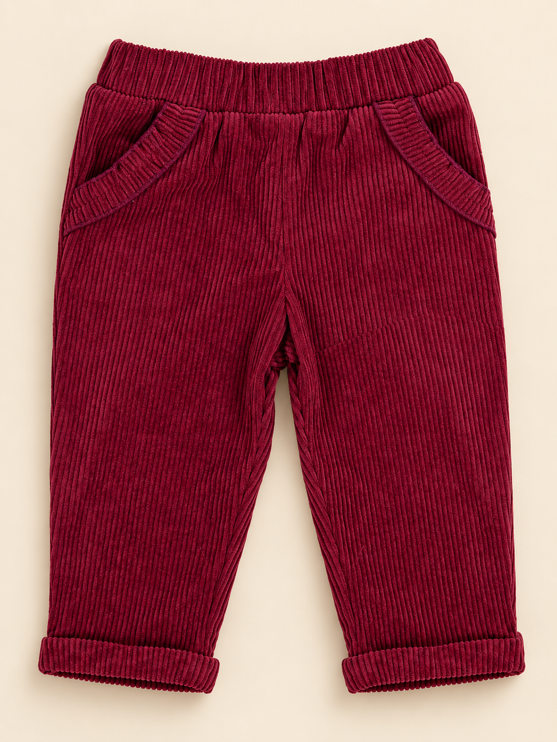 Pantalone Bimba EMC in Velluto a Coste con Tasche Rouches